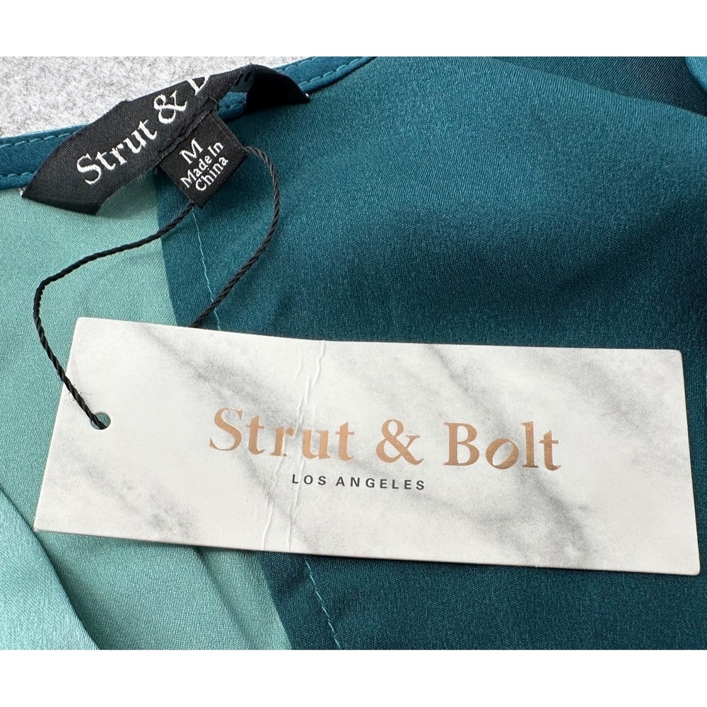 STRUT & BOLT Jade Green and Dark Teal Wrap Blouse BodySuit Women's Medium NEW - Picture 5 of 10